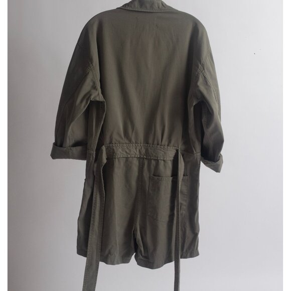 Olive Drab Green Pistola Long Sleeve Shorts Romper M - Picture 4 of 7